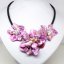 18 inches Natural Leather Three Pink Shell Flower Necklace
