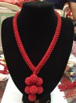 18 inches 3.5-4mm Red Round Coral Beaded Grape Ball Knot Necklace