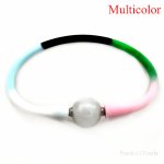 Wholesale 7 inches 10-11mm One Natural Round Pearl Multicolor Rubber Silicone Bracelet