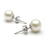 Wholesale AA+ 7-8mm Natural White Round Pearl 925 Silver Earring