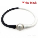 Wholesale 7 inches 10-11mm One Natural Round Pearl Double Color Rubber Silicone Bracelet