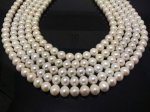 16 inches 9-10mm AA White Round Freshwater Pearls Loose Strand