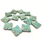 16 inches 5x25mm Green Flat Square Cross Sun Carved Turquoise Beads Loose Strand