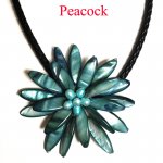 18 inches Peacock Natural Mother of Pearl Leather Cord Necklace