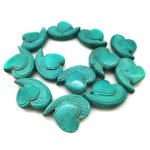 16 inches 10x30x35mm Green Turquoise Heart Wing Carved Beads Loose Strand