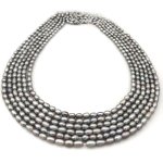 16 inches 3-4mm High Luster Silver Gray Rice Pearls Loose Strand