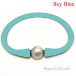 Wholesale 10-11mm One Natural Round Pearl Sea Foam Rubber Silicone Bracelet