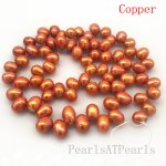 16 inches 6-7mm Copper Side Drilled Natural Dancing Pearls Loose Strand