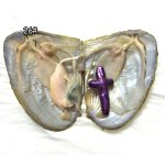 Wholesale Oyster with Violet Single 15-40mm AA Cross Pearl