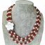17-19 inches 3 Rows 8-9mm Natural Pearl&Carnelian Bead Necklace