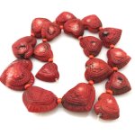 16 inches 12-30mm Heart Shaped Love Carved Bamboo Coral Beads Loose Strand