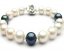 7.5 inches AA 10-11mm White&Black Pearl Bracelet with 925 Silver Clasp