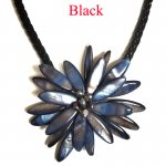 18 inches Black Natural Mother of Pearl Shell Leather Necklace