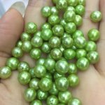 Wholesale AA+ Bright Green High Luster Natural Round Loose Oyster Pearls,Sold by Piece