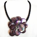18 inches Natural Leather Single Round Flower Shell Necklace