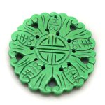 4X40mm Five Blessing Totem Carved Green Turquoise Charm Pendant