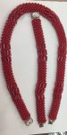 18 inches 3.5-4mm Red Round Cord Style Necklace and 7.5 inches Bracelet