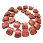 16 inches 8x8x20mm Natural Red Axe Shaped Sponge Coral Beads Loose Strand