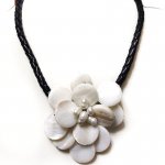18 inches Natural Leather One White Shell Flower Necklace