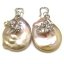20-25mm AAA Natural Pink High Luster Baroque Coin Pearl 925 Silver Hook Earring
