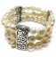 3 rows 7.5 inches 8-9mm Natural White Nugget Stretch Pearl Bracelet