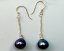 7-8mm Black Pearl Drop Earring with 925 Sterling Silver Hook,Sold by Pair