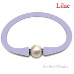 Wholesale 10-11mm One Natural Round Pearl Lilac Rubber Silicone Bracelet