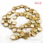 16 inches 11x15 mm Side Drilled Gold Coin Pearls Loose Strand
