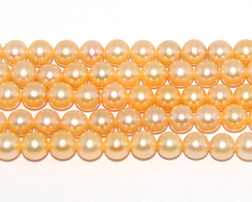 16 inches AAA 8.5-9.0mm Round Golden Akoya Pearls Loose Strand