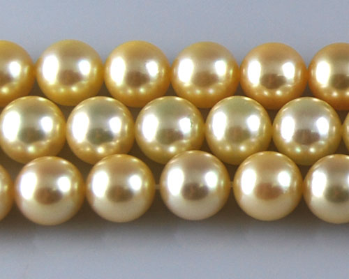 16 inches AAA 9.0-9.5mm Round Golden Akoya Pearls Loose Strand