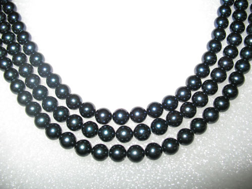16 inches AAA 7.0-7.5mm Round Black Akoya Pearls Loose Strand