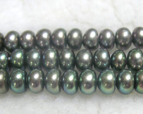16 inches 5-6mm Gray Button Pearls Loose Strand