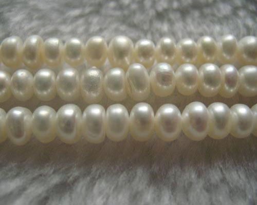 16 inches 5-6mm White Button Pearls Loose Strand