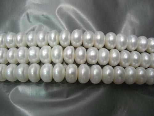 16 inches 7-8mm White Button Pearls Loose Strand