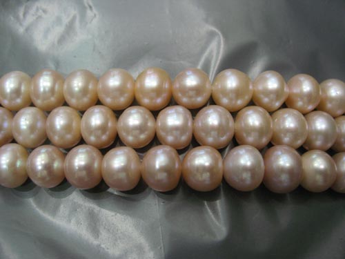 16 inches 8-9mm Pink Button Pearls Loose Strand
