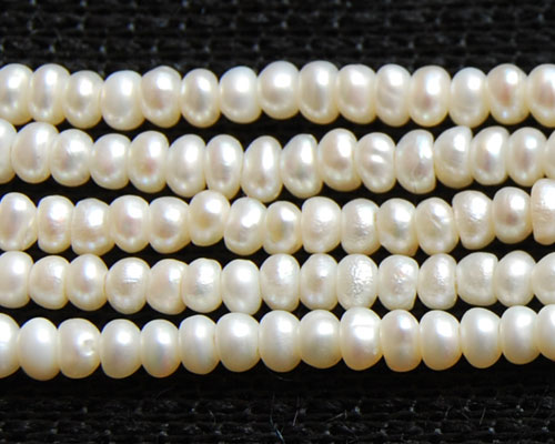 16 inches 3-4mm A+ White Button Freshwater Pearls Loose Strand