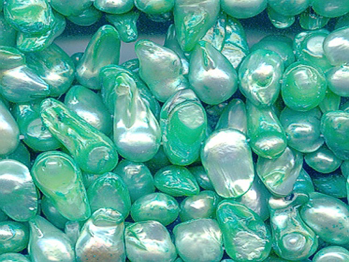16 inches 8-13 mm Light Green Blister Pearls Loose Strand