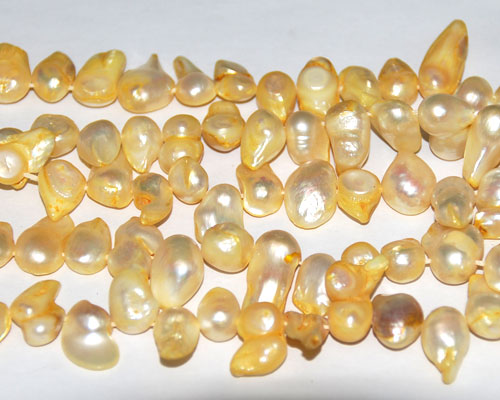 16 inches 8-13mm Light Yellow Blister Pearls Loose Strand
