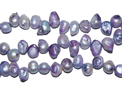 16 inches 8-9mm x 12-14mm Side Drilled Purple Blister Pearls Loose Strand
