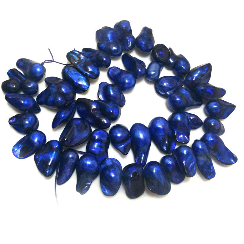 16 inches 8-13mm Dark Blue Side Drilled Blister Pearls Loose Strand