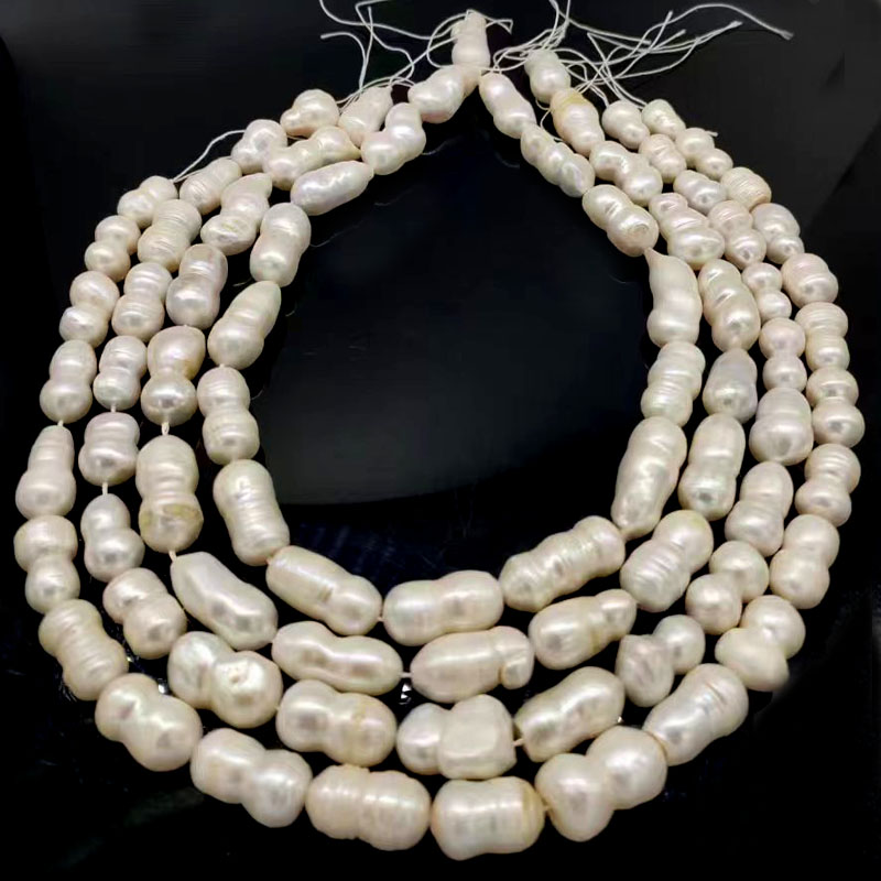 16 inches 13-20mm Natural White Peanut Baroque Pearls Loose Strand