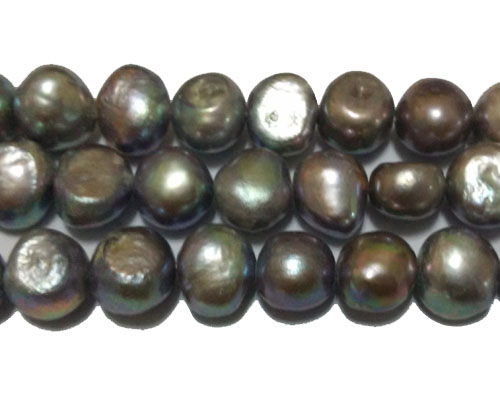 16 inches 12-13mm Dark Gray Nugget Pearls Loose Strand