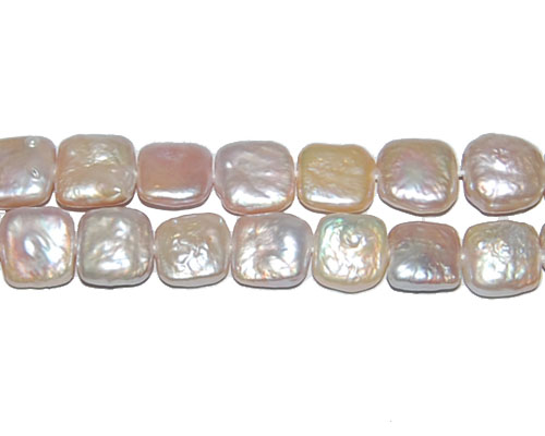 16 inches 11-12 mm Natural Pink Square Shaped Pearl Loose Strand