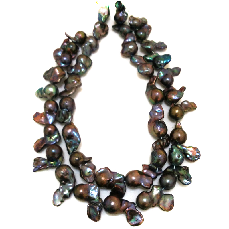 16 inches 18-30mm AA Black Large Baroque Pearl Loose Strand