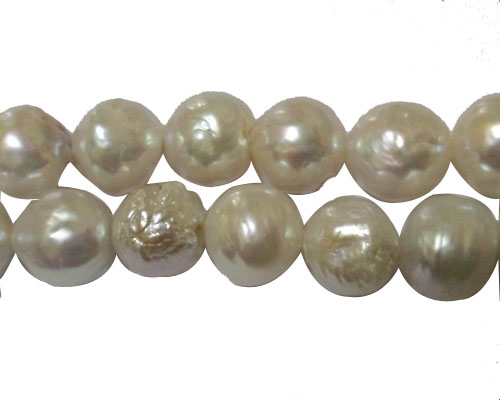 16 inches 12-13mm Natural White Round Big Baroque Freshwater Pearls Loose Strand