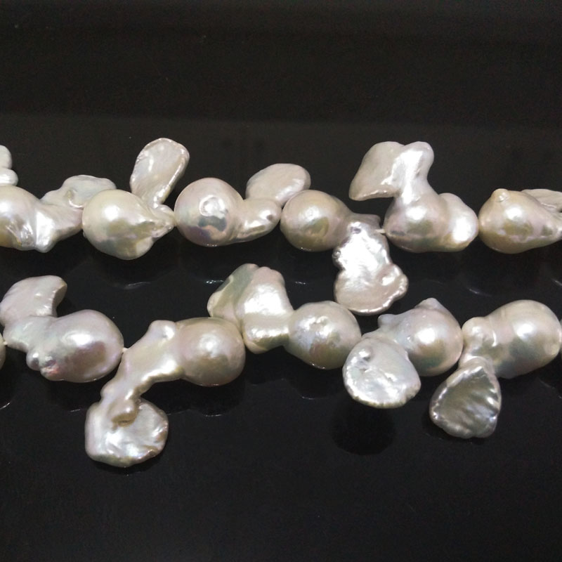 16 inches 12-30mm White Fish Shaped Baroque Pearls Loose Strand