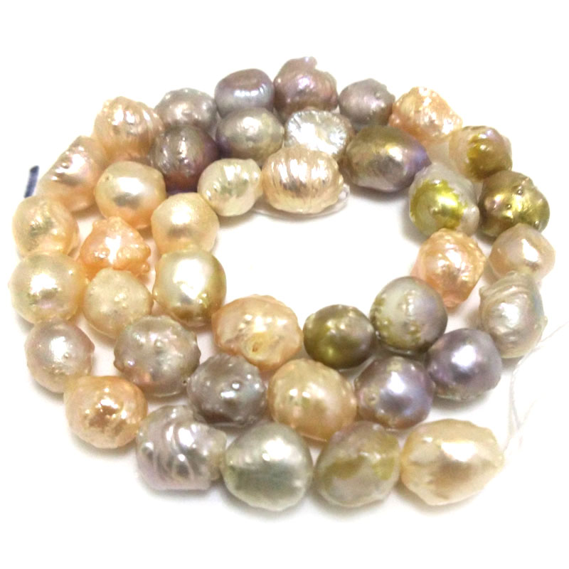 16 inches 10-11mm Natural Multicolor Drusy Baroque Pearls Loose Strand