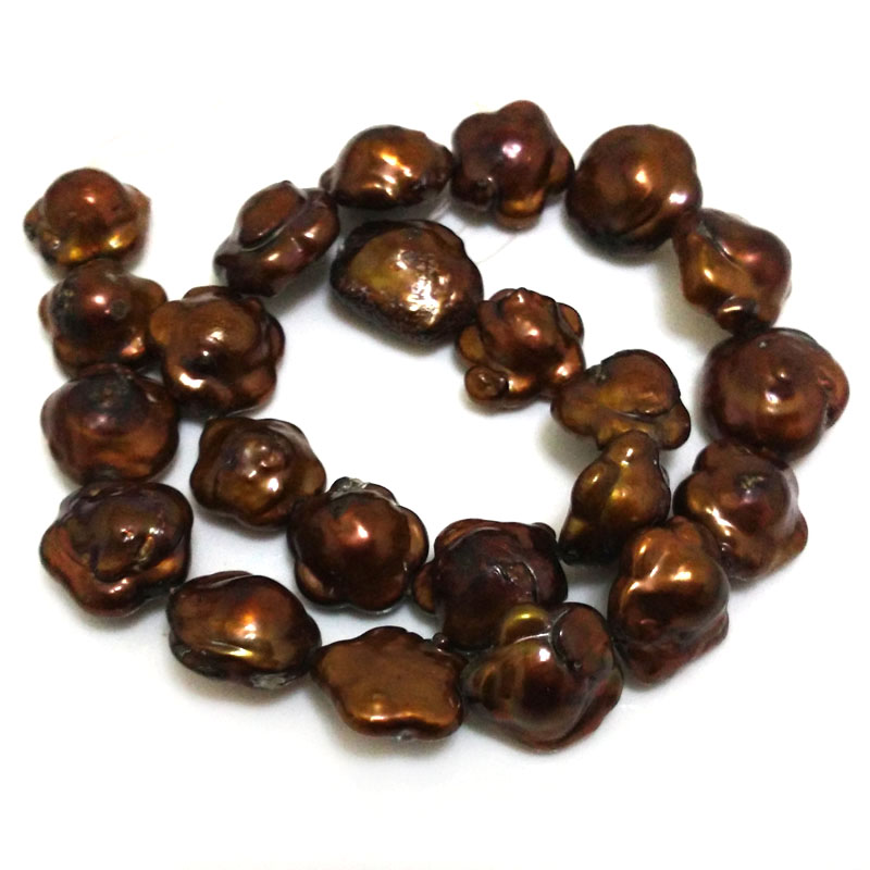 16 inches 17-18mm Brown Flower Shaped Baroque Pearls Loose Strand