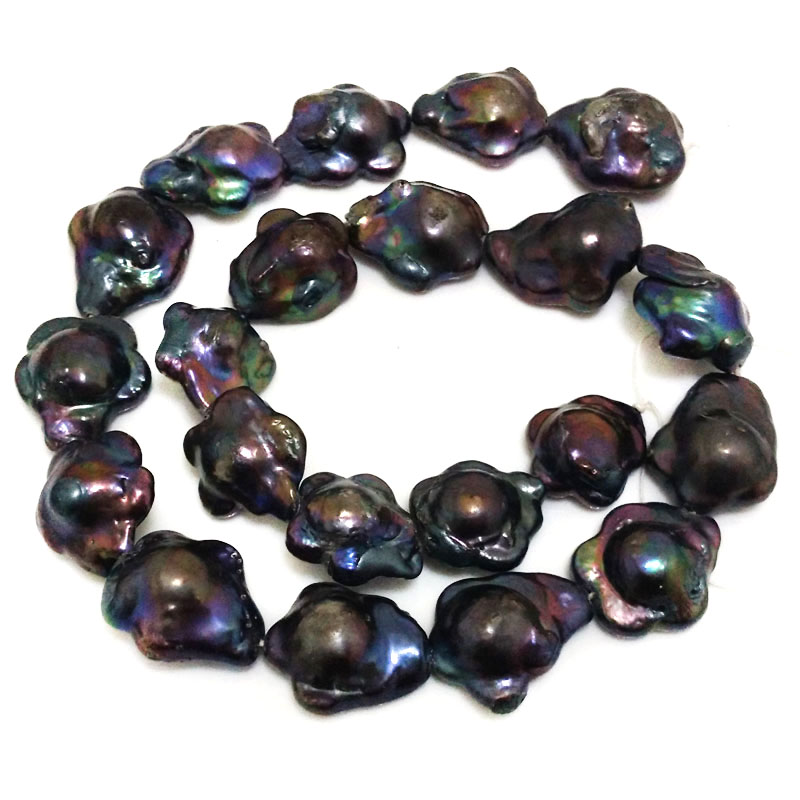 16 inches 16-17mm Black Flower Shaped Baroque Pearls Loose Strand
