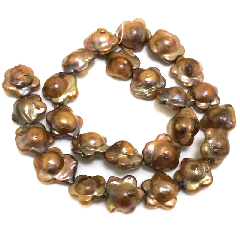 16 inches 16-17mm Coffee Flower Shaped Baroque Pearls Loose Strand